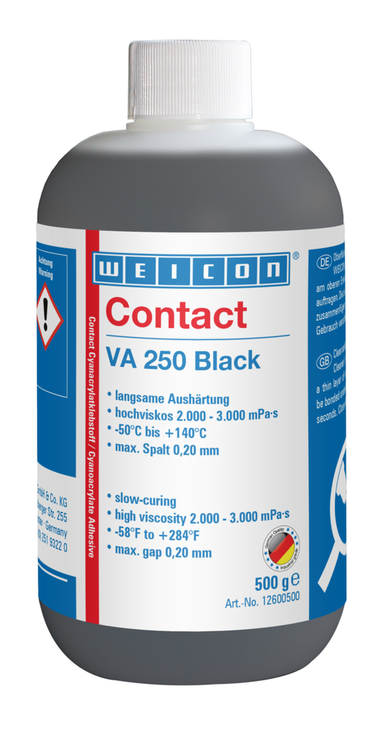 VA 250 Black Cyanacrylat-Klebstoff | hochviskoser Sekundenkleber, gummigefüllt