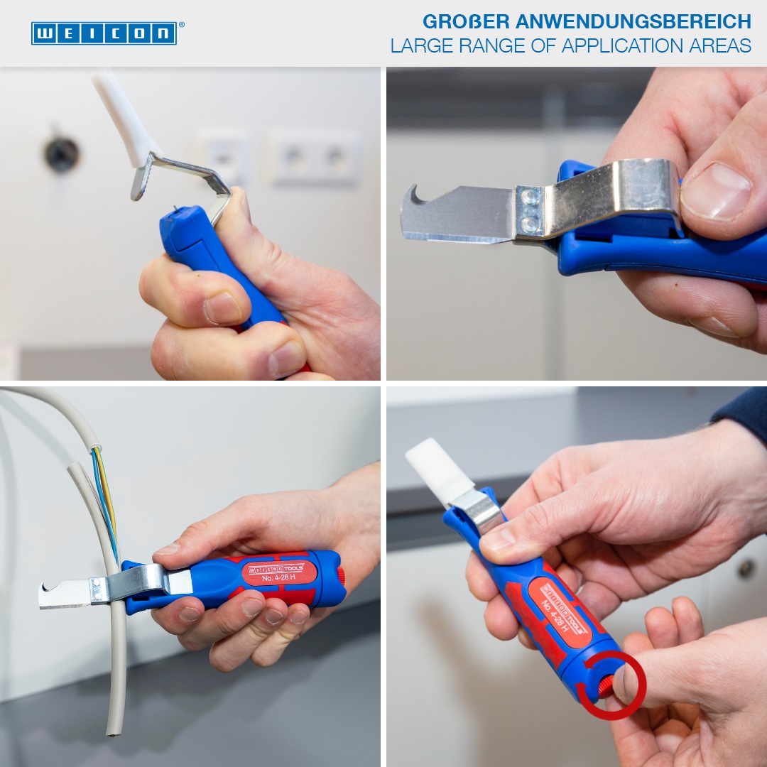 Cable Stripper No. 4 - 28 H | with 2-component and fibreglass-reinforced plastic handle I with hook blade and protective cap I working range 4 - 28 mm Ø