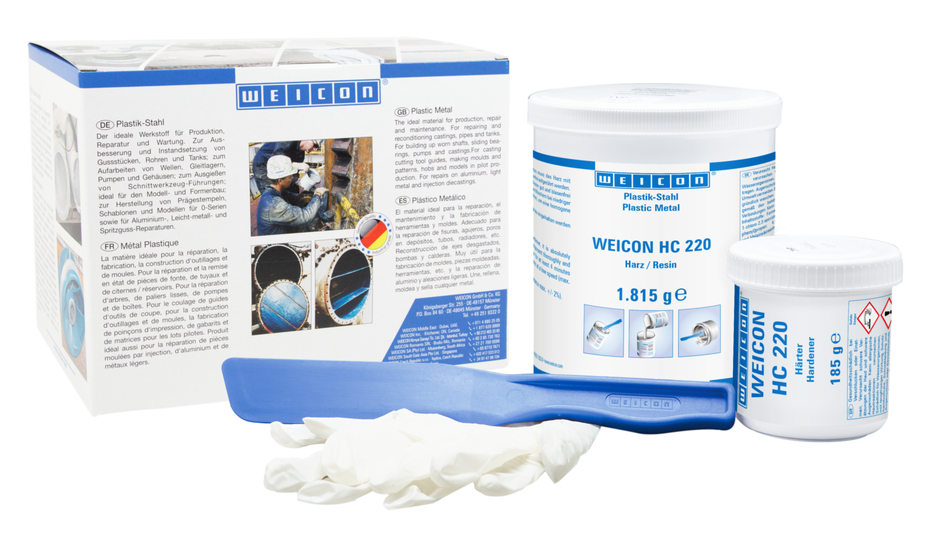 WEICON Ceramico HC 220 | sistema di resina epossidica caricata con ceramica e resistente alle alte temperature per il rivestimento antiusura