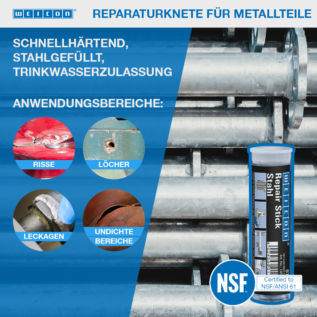 Repair Stick Acier | Pâte à modeler de réparation homologuée pour l'eau potable