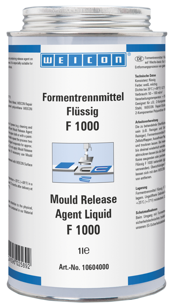 Lubrifiant de Moules Liquide F 1000 | pour surfaces lisses